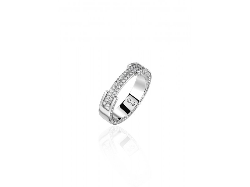 Обручальное кольцо с секретом, Белое золото 750 пробы с бриллиантами
