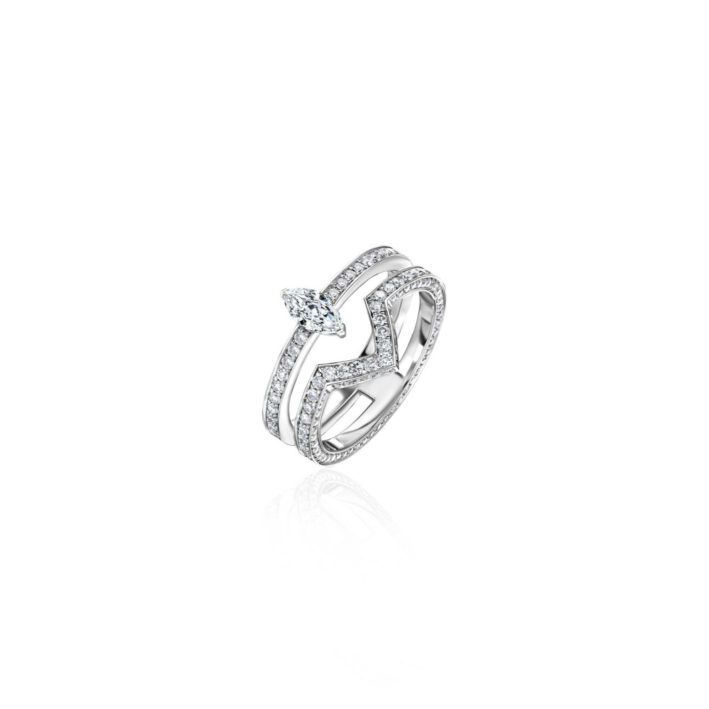 Ring, 18-carat white gold with diamonds