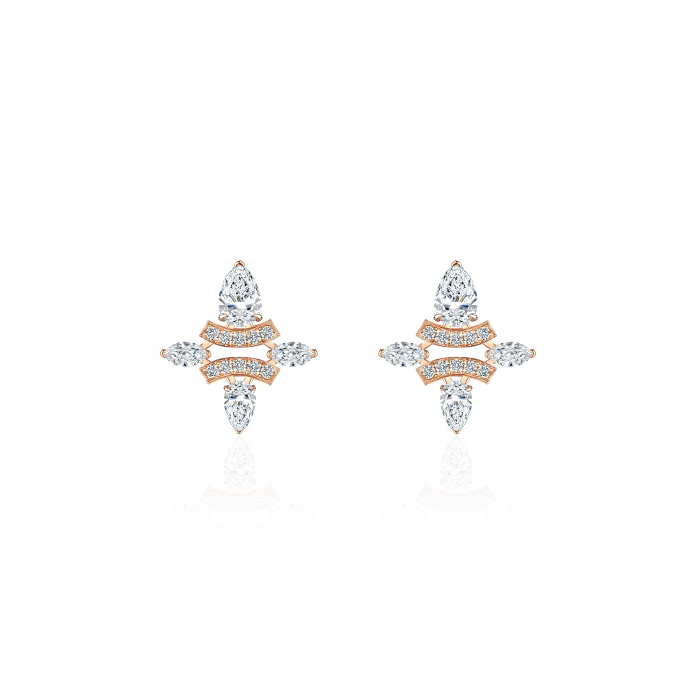 Earring, 18-carat pink gold with diamonds