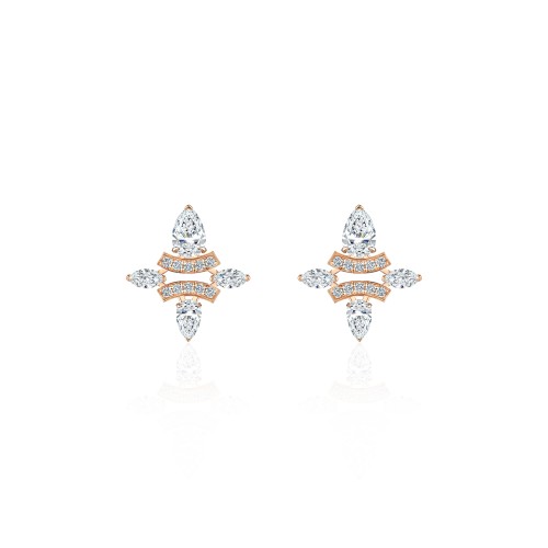 Earring, 18-carat pink gold with diamonds