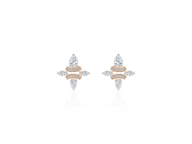 Earring, 18-carat pink gold with diamonds