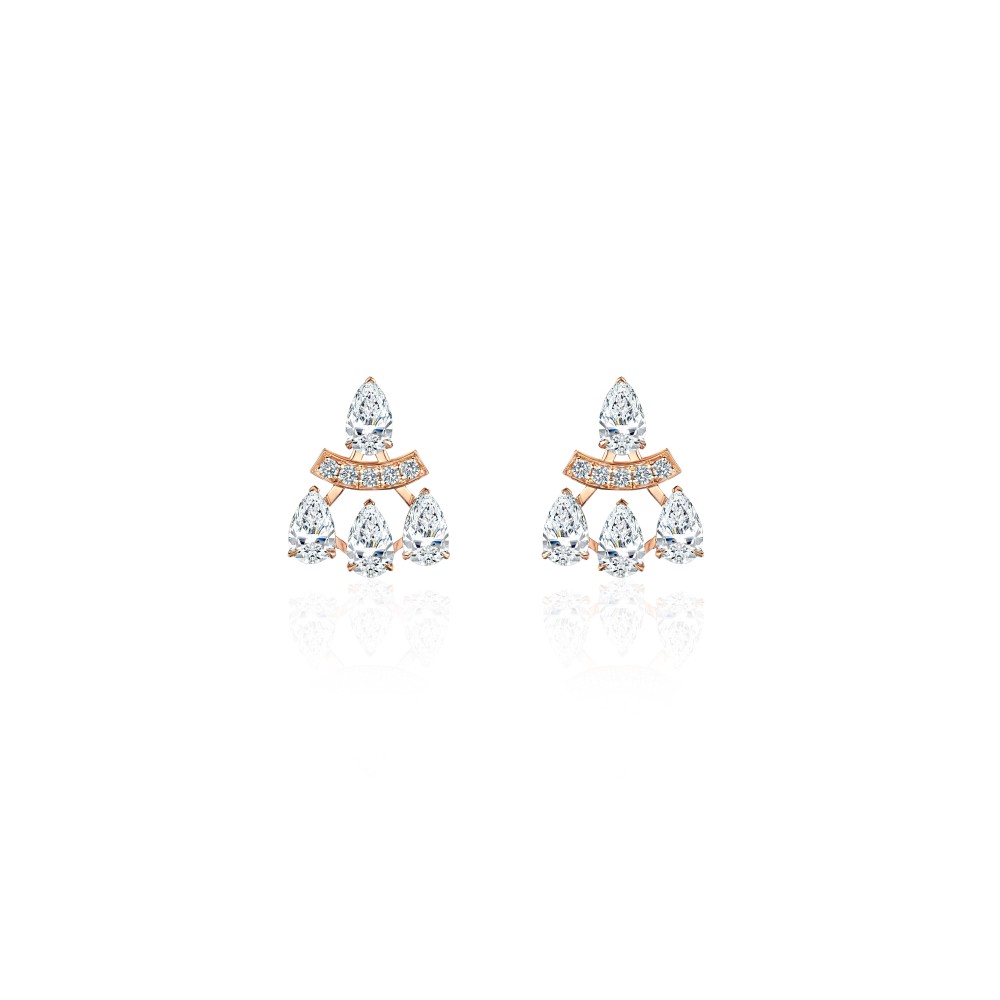 Earring, 18-carat pink gold with diamonds