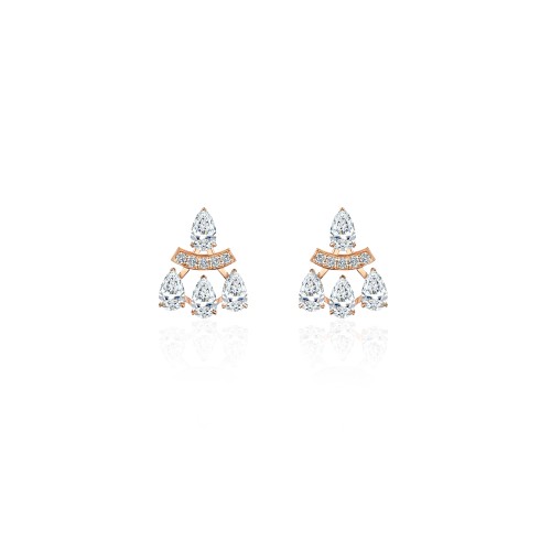 Earring, 18-carat pink gold with diamonds