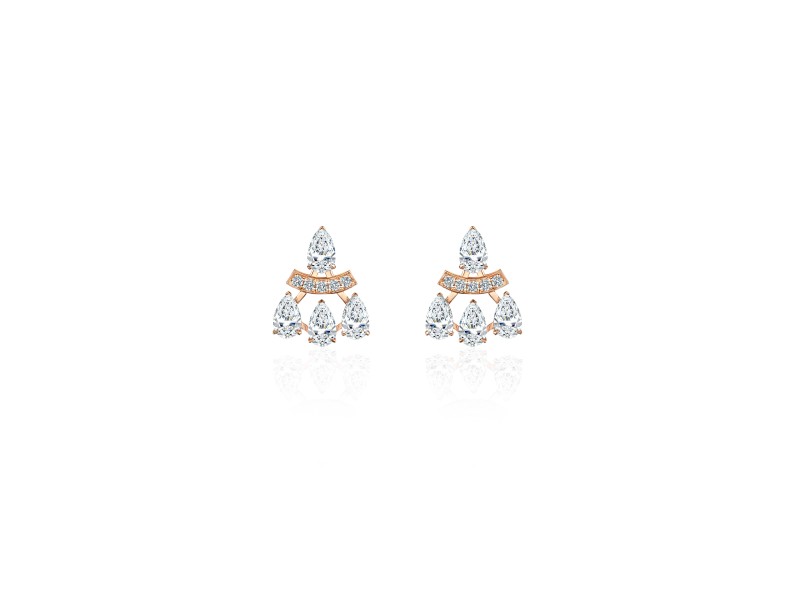 Earring, 18-carat pink gold with diamonds