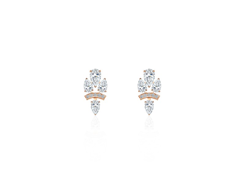 Earring, 18-carat pink gold with diamonds