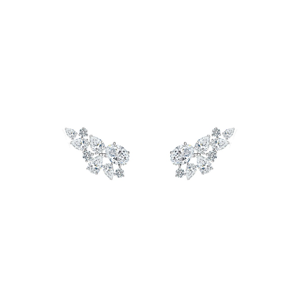 Earring, 18-carat white gold with diamonds