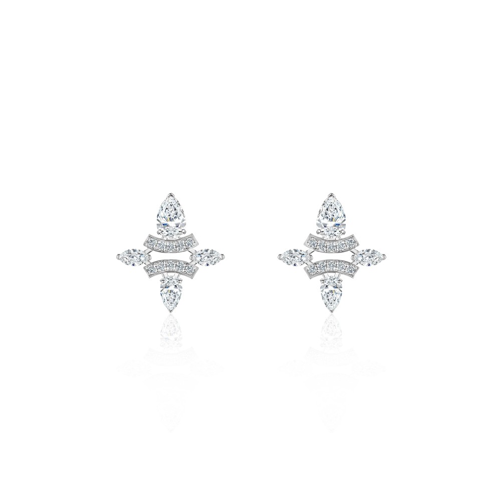 Earring, 18-carat white gold with diamonds