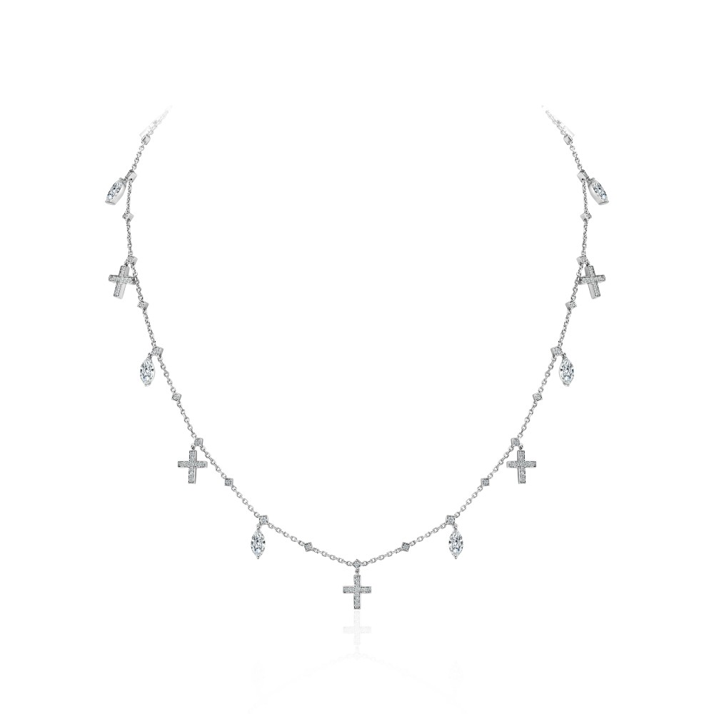 Necklace, 18-carat white gold with diamonds