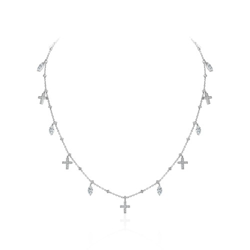 Necklace, 18-carat white gold with diamonds