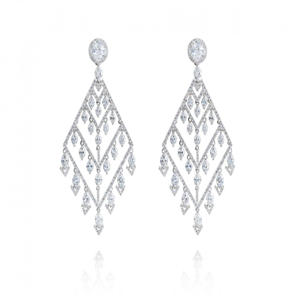 Earrings, 18-carat white gold with diamonds