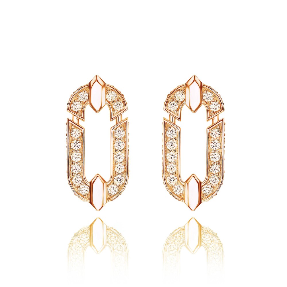 Earring 18-carat Pink gold with diamonds