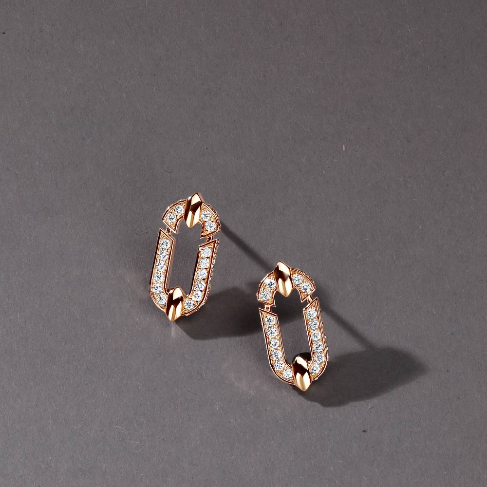 Earring 18-carat Pink gold with diamonds