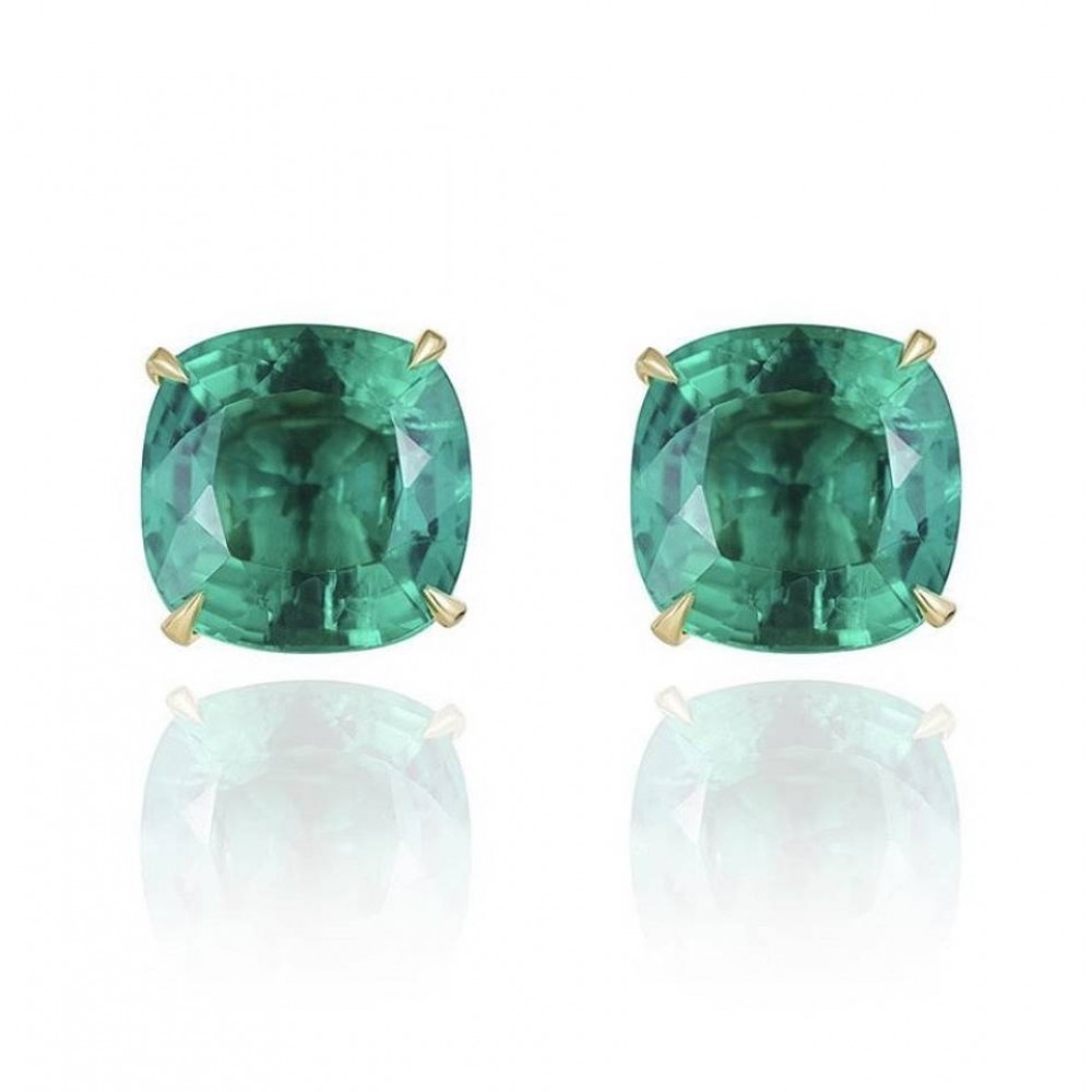 Earrings, 18-carat white gold with emeralds