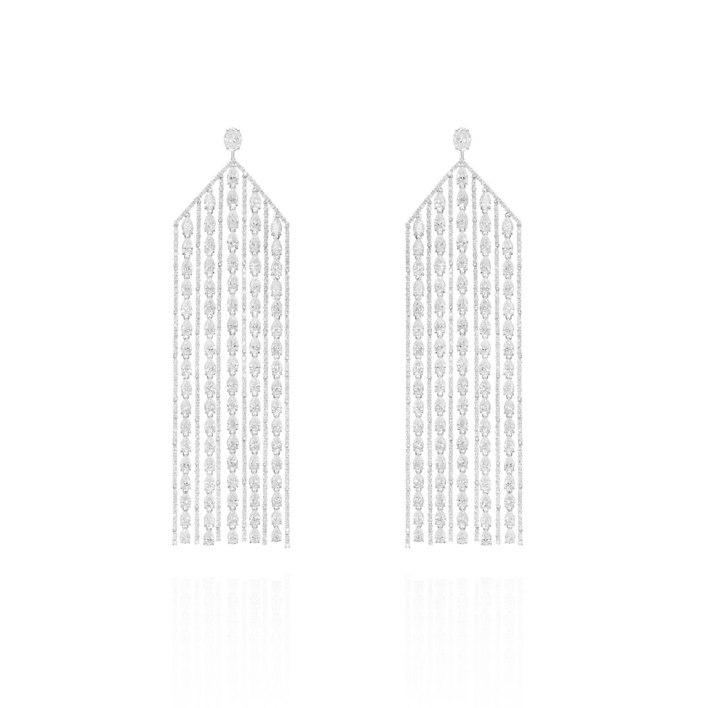 Earrings, 18-carat white gold with diamonds