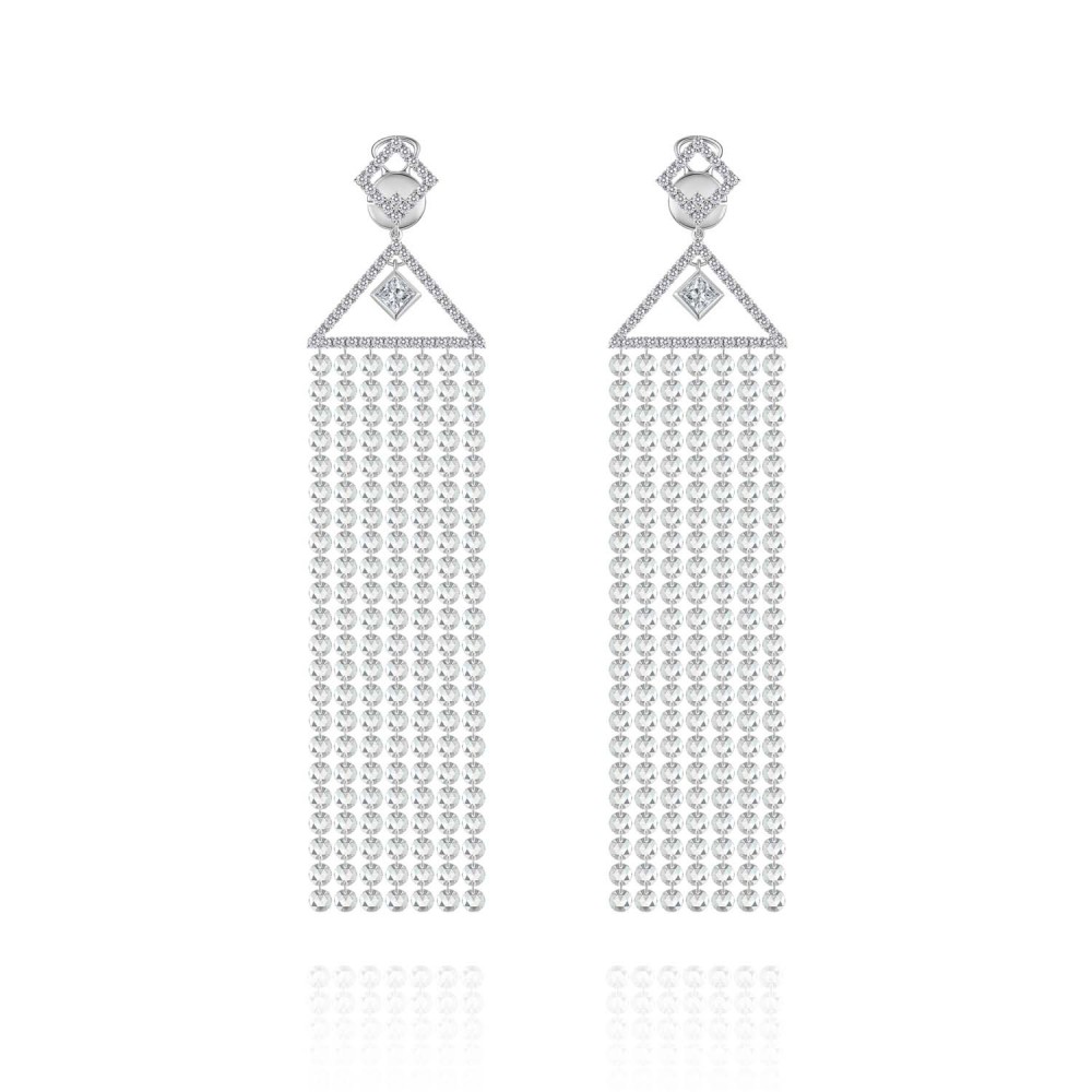 Earrings, 18-carat white gold with diamonds