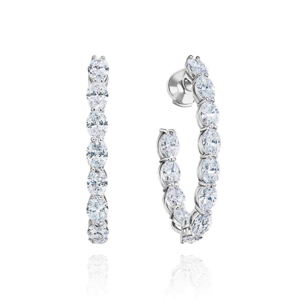 Earrings, 18-carat white gold with diamonds