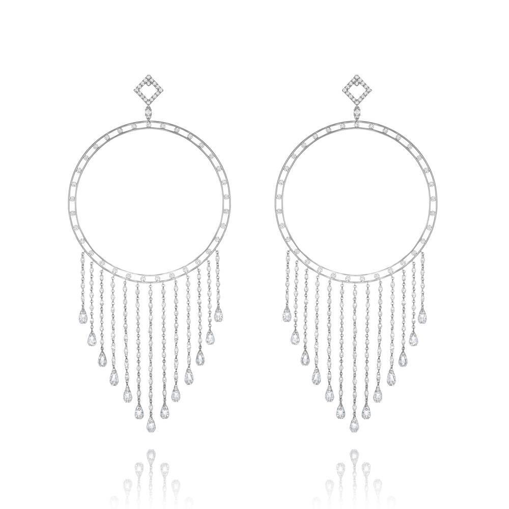 Earrings, 18-carat white gold with diamonds