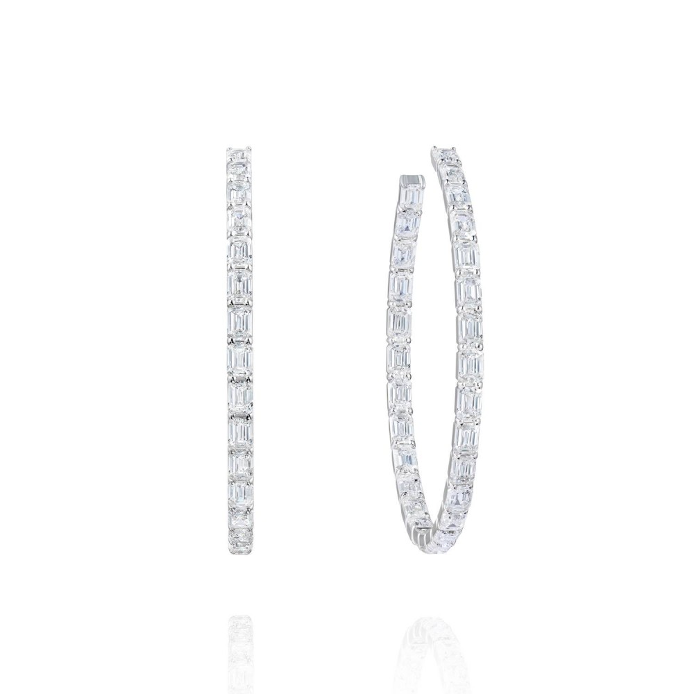 Earrings, 18-carat white gold with diamonds