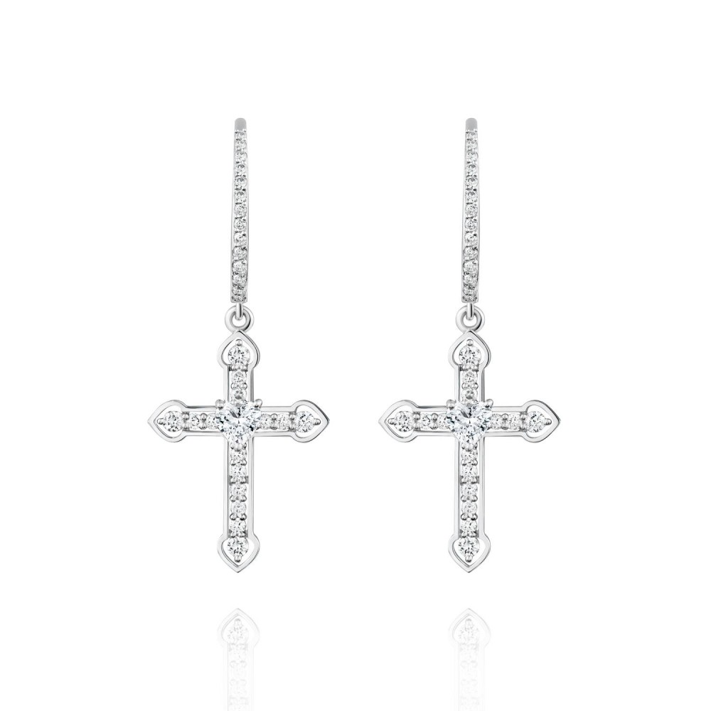 Earrings, 18-carat white gold with diamonds