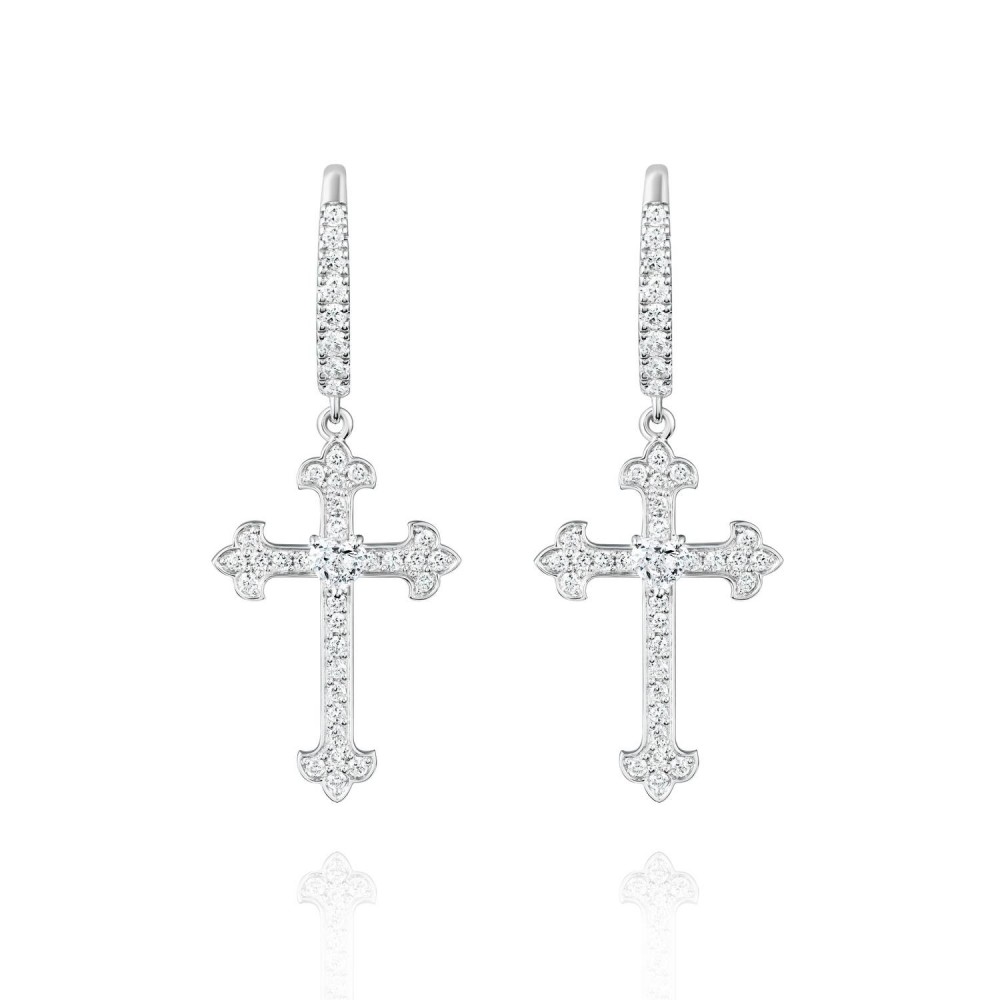 Earrings, 18-carat white gold with diamonds