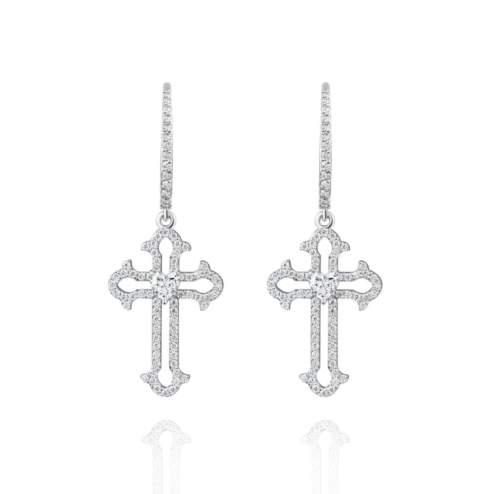 Earrings, 18-carat white gold with diamonds