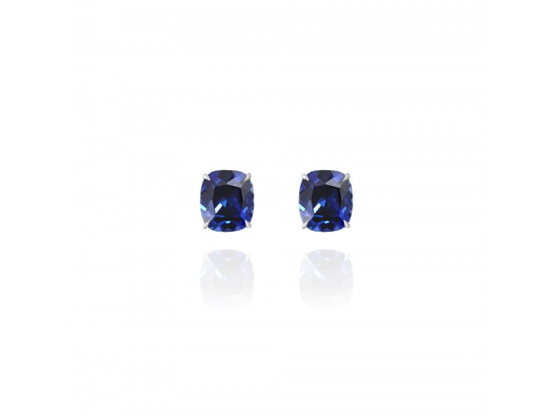 Earring 18-carat White gold with diamonds and sapphire