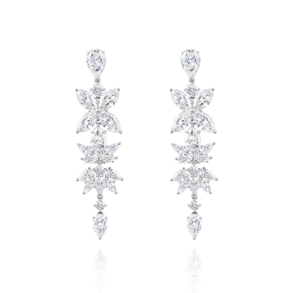 Earrings, 18-carat white gold with diamonds