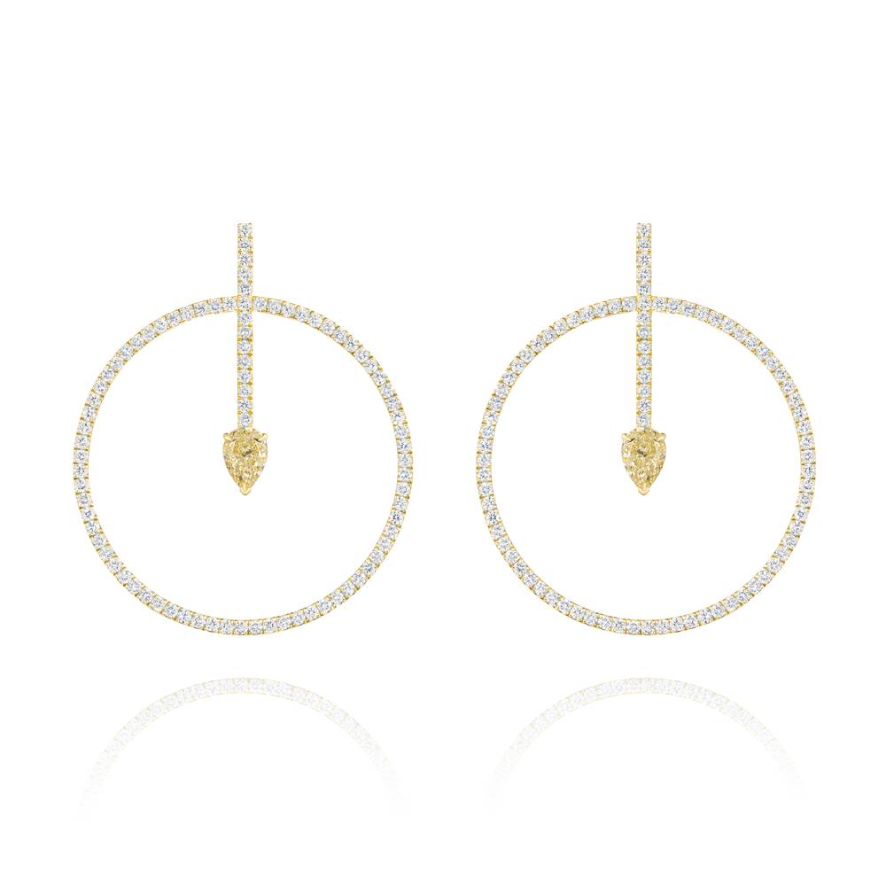 Earrings, 18k yellow gold with diamonds and yellow diamonds