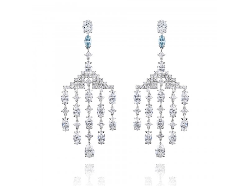 Earrings, 18-carat white gold with diamonds