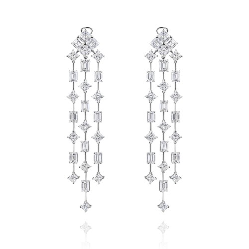 Earrings, 18-carat white gold with diamonds