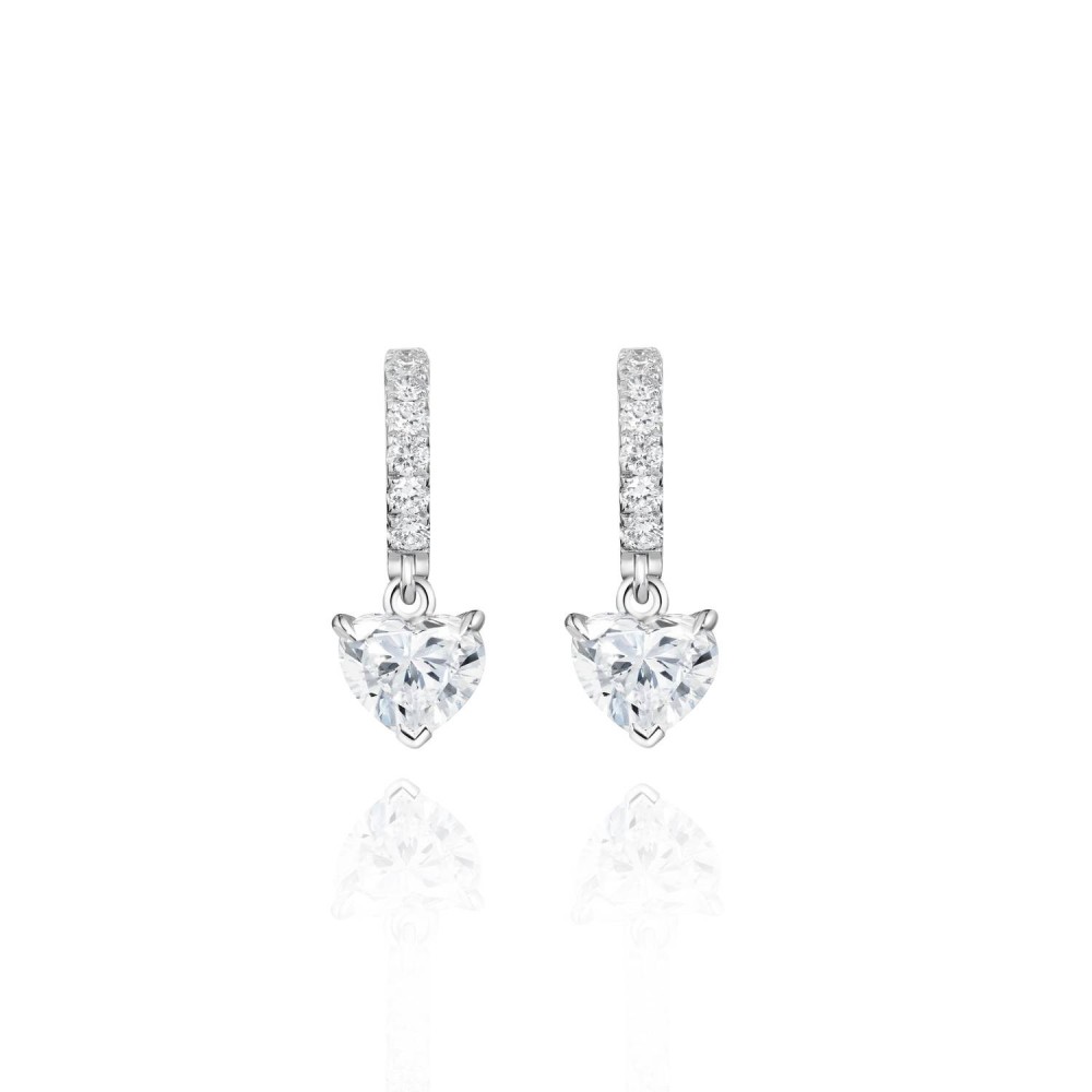 Children's earrings, 18-carat white gold with diamonds