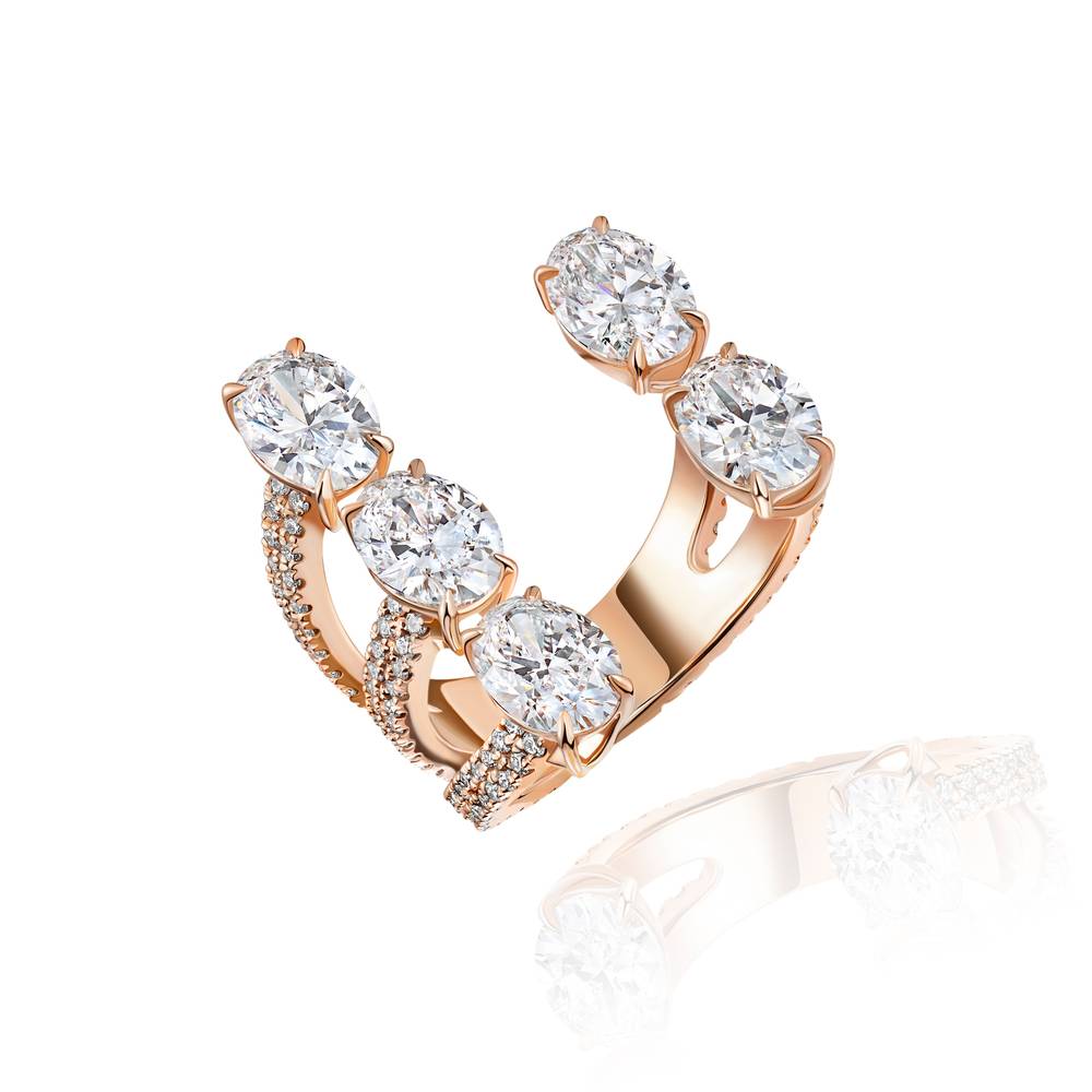 Ring, 18-carat rose gold with diamonds