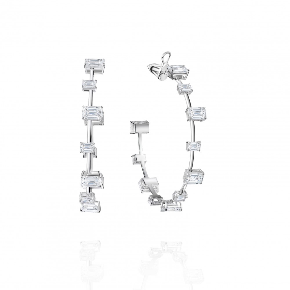 Earrings, 18-carat white gold with diamonds